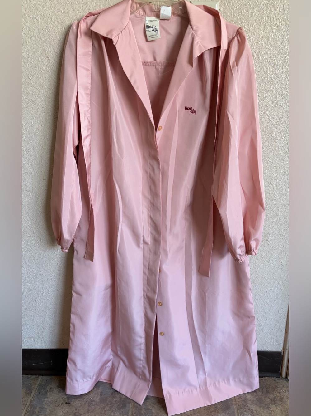 VTG 1984 Mary Kay beauty consultant pink long sleeve smock size M